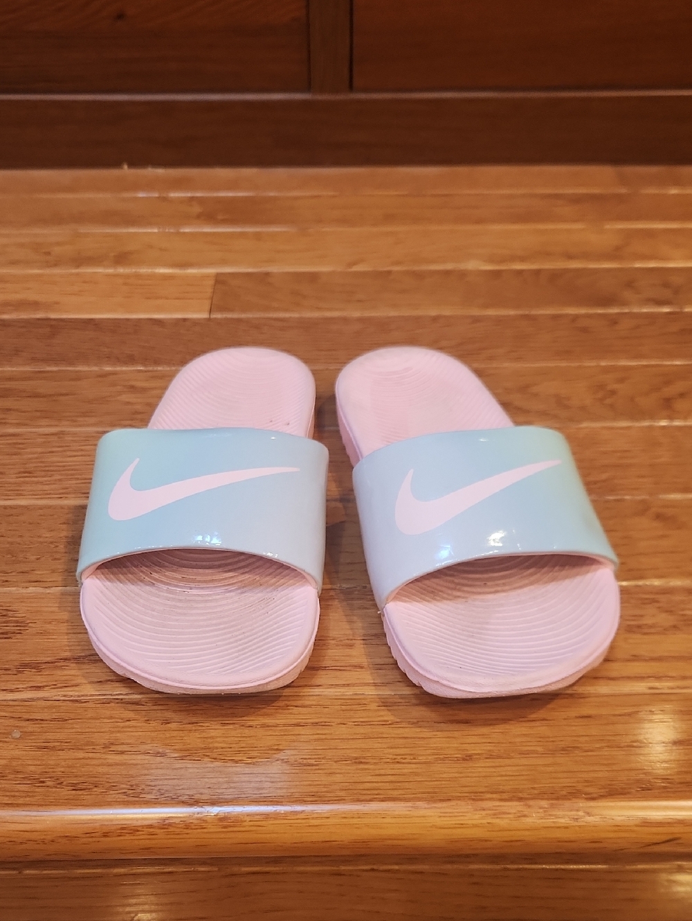 Nike Pastel Pink and Blue Slides